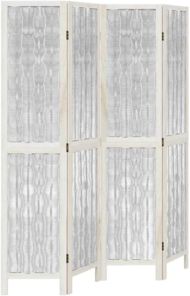 vidaXL 4-tlg. Raumteiler Weiß Massivholz Paulownia 358674