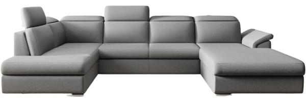 Designer Sofa Emiliano mit Schlaf- und Klappfunktion Stoff Grau Rechts