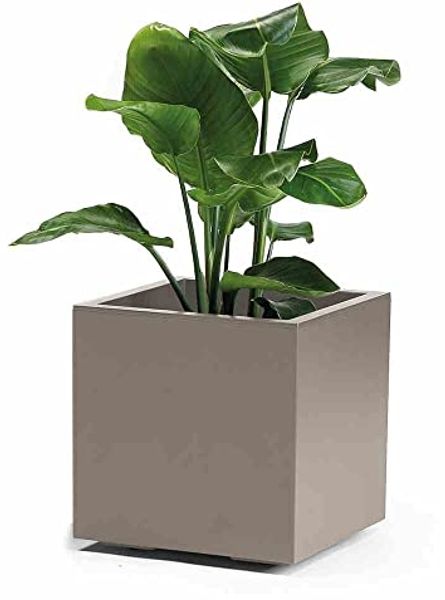 Pflanzkübel GREENER KEBE 40 cm taupe mit Rollen Wasserreservoir doppelwandig schlagfest UV-beständig nachhaltig