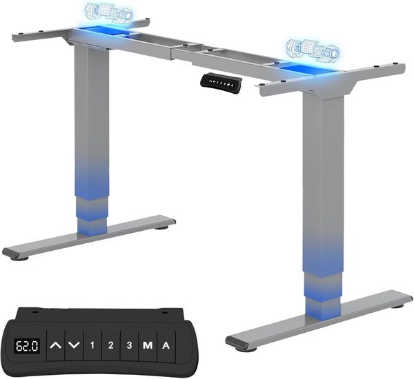 Flexispot EC5S Höhenverstellbarer Schreibtisch Elektrisch höhenverstellbares Tischgestell, 3-Fach-Teleskop, passt für alle gängigen Tischplatten. Mit Memory-Steuerung und Softstart/-Stop (Grau)