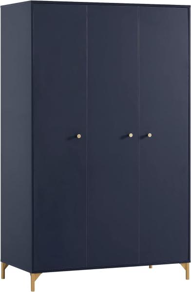 Schildmeyer Kleiderschrank Alfa, Holzwerkstoff, Nachtblau/goldfarben, 118,8 x 60 x 191,2 cm