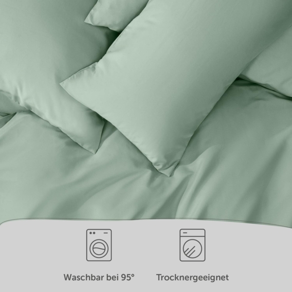 Blumtal Bettwäsche 140x200 cm + Kissenbezug 65x65 cm - Oeko-TEX zertifizierte rosa Bettwäsche Mikrofaser - weicher Bettbezug 140x200 - Deckenbezug 140x200 + 65x65 Kissenbezug - Summer Green Bild 5