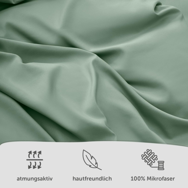 Blumtal Bettwäsche 140x200 cm + Kissenbezug 65x65 cm - Oeko-TEX zertifizierte rosa Bettwäsche Mikrofaser - weicher Bettbezug 140x200 - Deckenbezug 140x200 + 65x65 Kissenbezug - Summer Green Bild 2