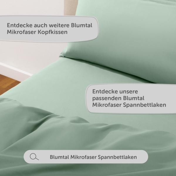 Blumtal Bettwäsche 140x200 cm + Kissenbezug 65x65 cm - Oeko-TEX zertifizierte rosa Bettwäsche Mikrofaser - weicher Bettbezug 140x200 - Deckenbezug 140x200 + 65x65 Kissenbezug - Summer Green Bild 7