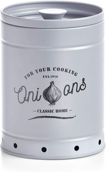 ZELLER 19346 Vorratsdose ZWIEBEL aus Metall, grau