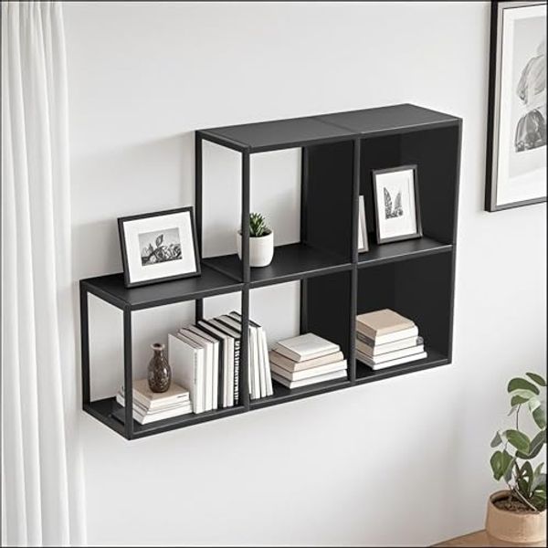 Wandregal Nostened 5er Set mit Rück- und Seitenwand Schwarz [en. casa]