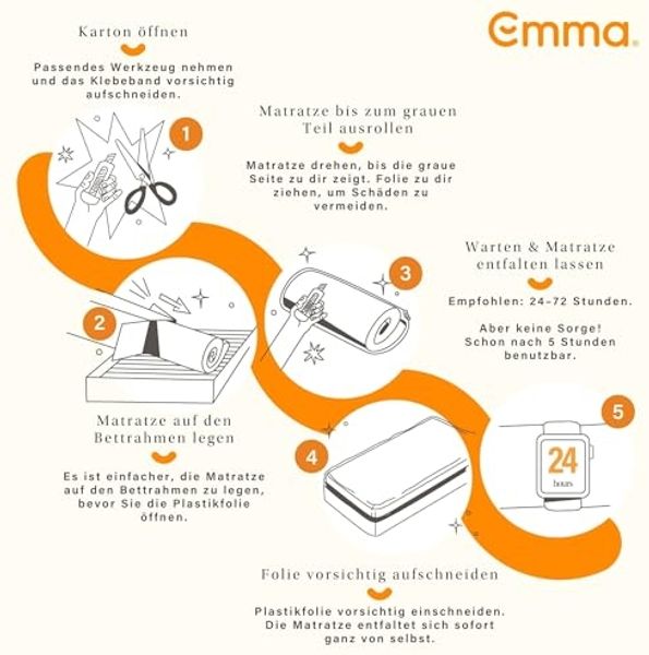 Emma One+ Matratze 100x200 H2 Mittelfest – Kühlende & atmungsaktive 3-Zonen-Schaummatratze – Ergonomisch, Klimaregulierend & Waschbarer Bezug – Für alle Schlafpositionen geeignet Bild 7