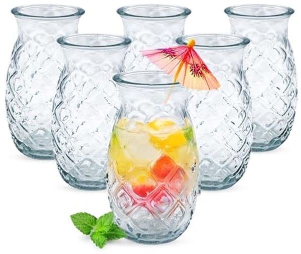 Spetebo Cocktailglas Glas im Ananas Design 400 ml - 6er Set -, Glas, im stylischen Ananas Design