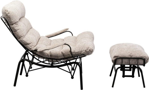 Kare Design Sessel + Hocker Vienna Swing, Beige, Schaukelsessel, Schwing-Funktion, 40 cm Sitzhöhe, Wohnzimmer, Schlafzimmer, 97 x 83 x 106 cm (H/B/T) Bild 5