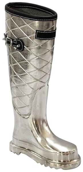 Schirmständer Aluminium Silber 44cm Stiefel Form - Design Regenschirmständer - Ausgefallener Alu Schirmhalter - Moderne Flur Schirmaufbewahrung Handmade