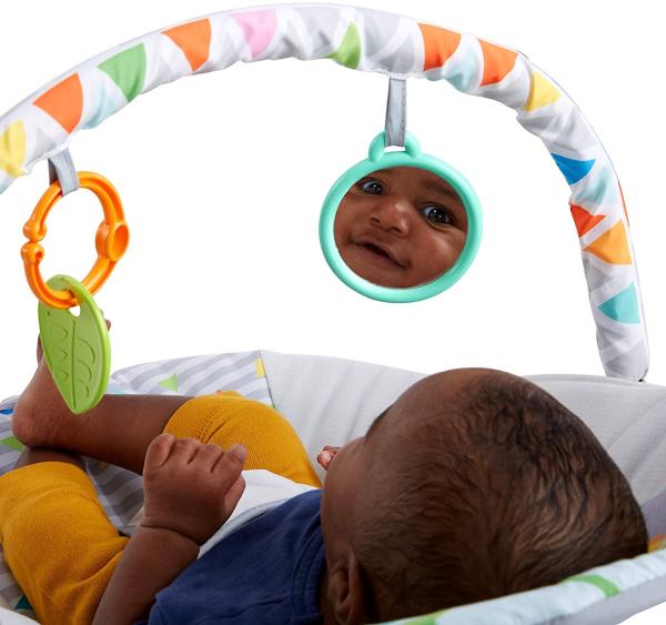 Bright Starts, Babywippe Safari Fun mit Beruhigenden Vibrationen, Spielbogen mit 2 Spielzeugen, 3-Punkte-Gurt Sitz, Maschinenwaschbares Sitzpolster, ab der Geburt bis 9kg Bild 10