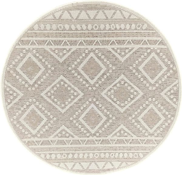 the carpet Calgary - robuster Teppich, Flachgewebe, modernes Design, ideal für Küche und Esszimmer, Vintage-Optik, Boho-Style, besonders flach, auch für den Außenbereich, Beige, 160x160 cm