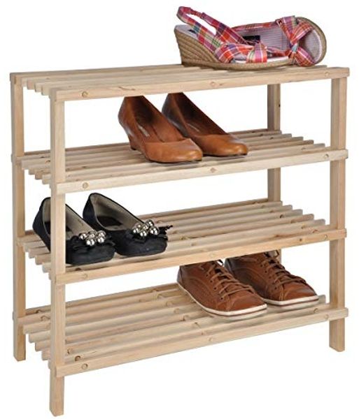 Holz Schuhregal 54x26x52cm 4 Ablagen Schuhablage Schuhständer steckbar