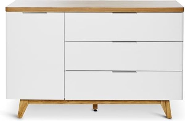 Jahnke Sideboard, Engineered Wood, Kerneiche/Weiss, One Size