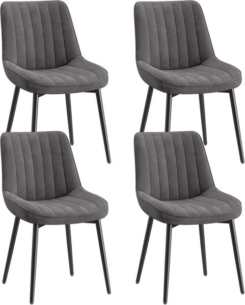 COLAMY Samt Esszimmerstühle 4er Set – Gepolsterte Stühle für Esszimmer & Küche mit Metallbeinen, Dickem Sitzpolster & Rutschfesten Füßen, Grau