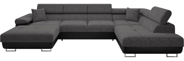 Ecksofa Torezio Bis mit Bettkasten, Schlaffunktion und Einstellbare Kopfstützen (Farbe: Soft 011 + Lux 06, Seite: Rechts)