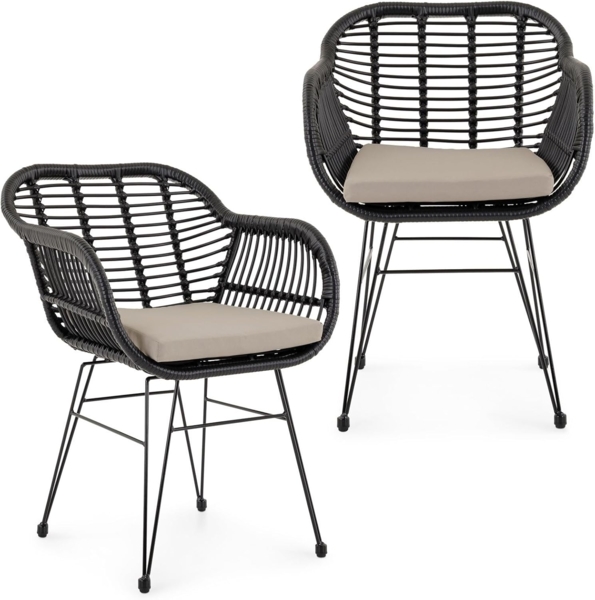 IDIMEX Gartenstuhl PARAMO (2 St), In & Outdoor Esszimmerstuhl 2er Set mit Metallgestell in Rattan Optik