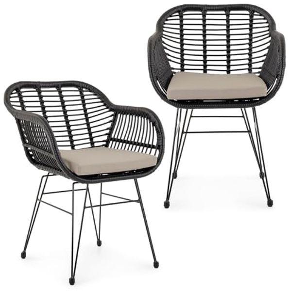 IDIMEX Gartenstuhl PARAMO (2 St), In & Outdoor Esszimmerstuhl 2er Set mit Metallgestell in Rattan Optik
