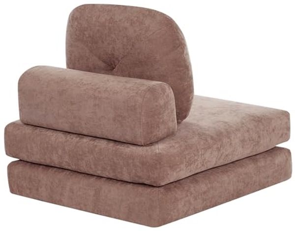 Beliani 'OLDEN' 1-Sitzer Bodensofa mit Schlaffunktion, Braun, Stoff Bild 6