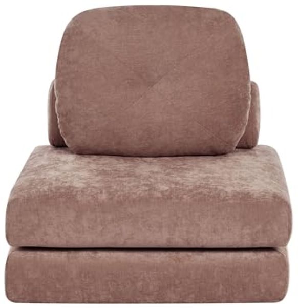 Beliani 'OLDEN' 1-Sitzer Bodensofa mit Schlaffunktion, Braun, Stoff
