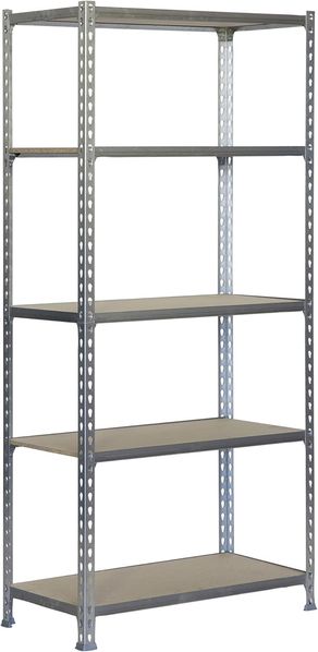 SimonRack Schwerlastregal, Lagerregal, 200 x 110 x 50 cm, Metallregal, Kellerregal, Biegestelle 200 kg, 5 Holzfachböden, Verzinkt/Holz - Maderclick