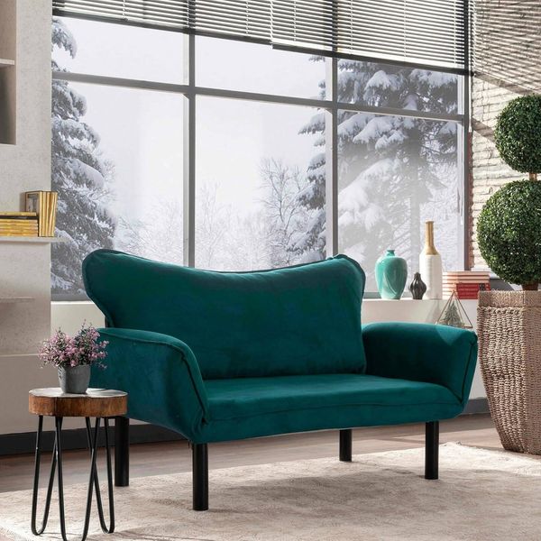 Dmora Schlafsofa 2-Sitzer 140x65 cm Blau mit Stauraum