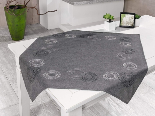 Tischdecke "Kringel" grau, 85x85 cm, modern & edel, Mitteldecke