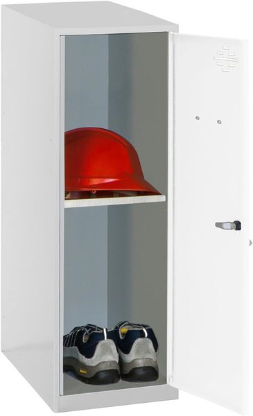 Simon Rack Simonlocker Kommode, klein, 915 x 300 x 500 mm, Amario aus Metall, inkl. Schlüssel, Grau/Weiß