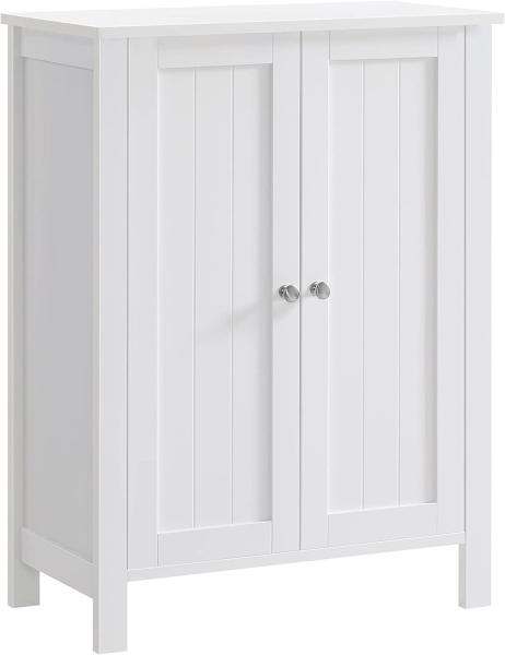 Badschrank Badezimmerschrank Schuhschrank Regal Aufbewahrungmit Doppeltür 2 verstellbare Einlegeböden Weiß 60 x 80 x 30cm Weiß BCB60W