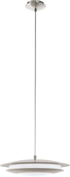 Eglo 98043 LED Pendelleuchte MONEVA-C nickel-matt weiß Ø40,5cm H:150cm dimmbar mit Connect Funktion