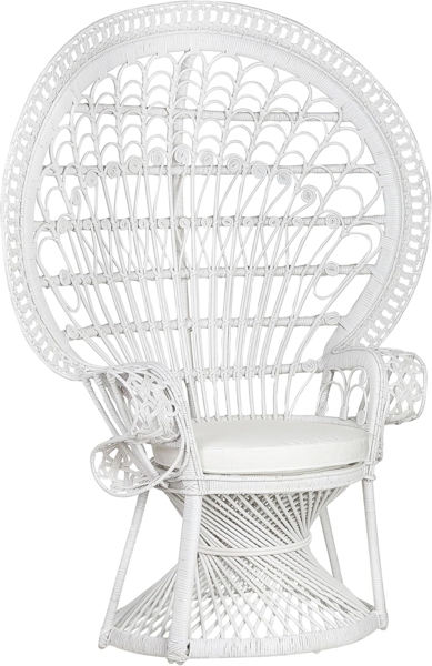 Pfauenstuhl EMMANUELLE Rattan Weiß