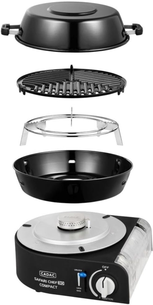 Cadac Safari Chef 30 Compact Lite Gasgrill leichtgewichtiger Campinggrill ø 30 cm 6525L1-20-UN