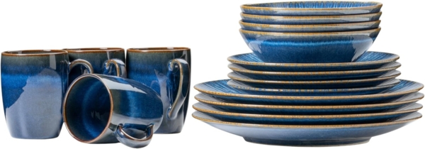 Gipfelstück Kombiservice Geschirr-Set, Service Eisfall (16-tlg), 4 Personen, Steinzeug, Scandi-Style, jedes Stück ein Unikat, 16 Teile, für 4 Personen