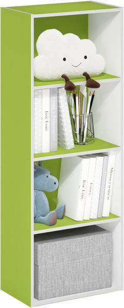 Furinno Luder Bücherregal mit offenem Regal, 4-stöckig, grün/weiß