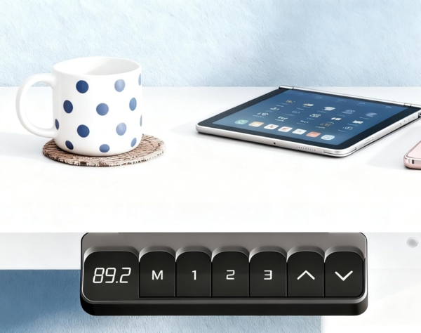 JUMMICO Höhenverstellbarer Schreibtisch, 110x60 cm, Elektrisch Schreibtisch Höhenverstellbar, Ergonomischer Steh-Computertisch, Weiß Bild 3