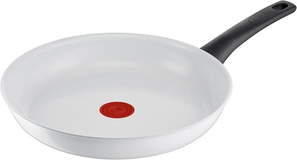 Tefal C41706 Ceramic Control Bratpfanne 28 cm | sichere Keramikversiegelung | Thermo-Signal Temperaturindikator | leichte Reinigung | induktionsgeeignet | Weiß