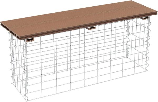 Gabionenbank Gabionen Sitzbank WPC 100x30x43cm Gartenbank Draht Bank hellbraun