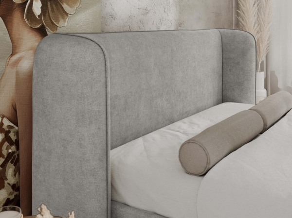 Polsterbett mit Lattenrost, Doppelbett für Schlafzimmer, Gepolstertes Kopfteil - EMORA CLASSIC DUO - 180 x 200 cm - Hellgrau Struktur Bild 5