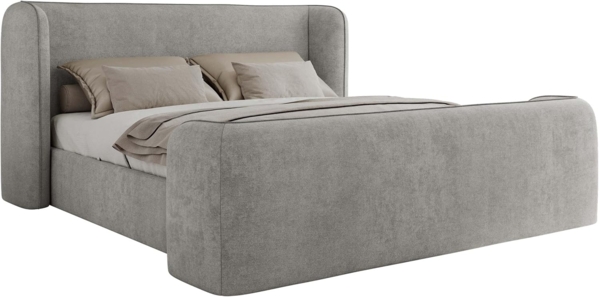 Polsterbett mit Lattenrost, Doppelbett für Schlafzimmer, Gepolstertes Kopfteil - EMORA CLASSIC DUO - 180 x 200 cm - Hellgrau Struktur Bild 7