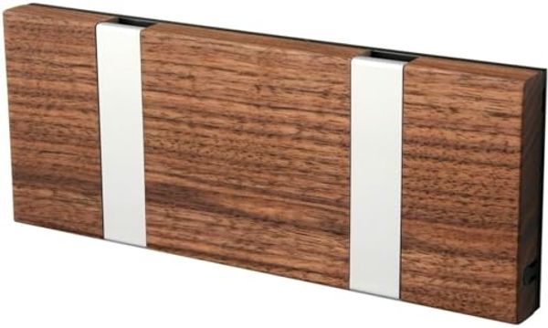 LoCa Garderobe Knax 2 Walnuss (geölt) mit Alu Haken klappbar Länge 19,8 cm