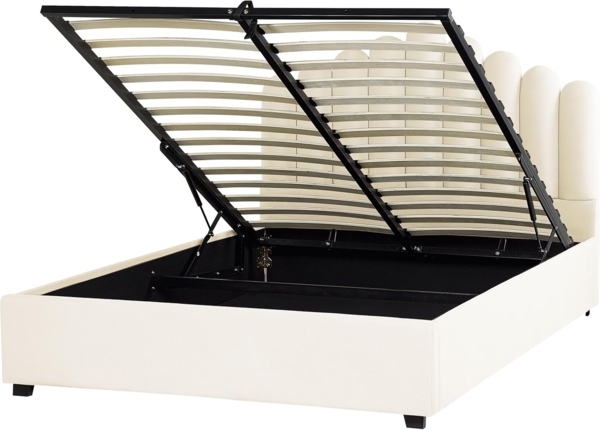 Beliani 'Vincennes' Polsterbett mit Stauraum, Samt, Weiß, 160x200 cm