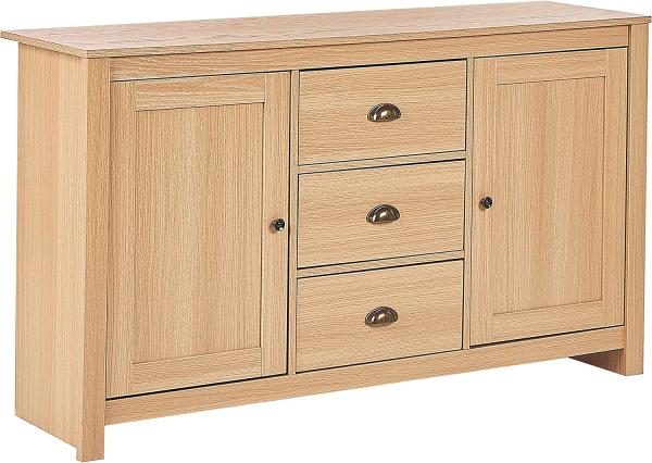 Sideboard heller Holzfarbton 3 Schubladen 2 Türen LANSIN