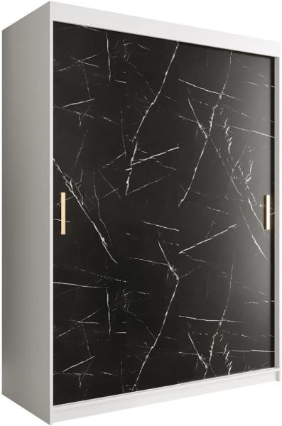 Kleiderschrank Kamoga T 150 (Weiß / Marmor Schwarz + Gold, mit Schubladen) Bild 1