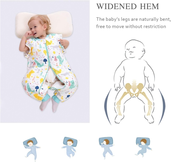 SONARIN Babyschlafsack mit Beinen Schlafsack mit Füße,abnehmbaren Ärmeln,dünn,2,5 Tog,Bio-Baumwolle Bild 4
