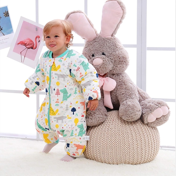 SONARIN Babyschlafsack mit Beinen Schlafsack mit Füße,abnehmbaren Ärmeln,dünn,2,5 Tog,Bio-Baumwolle Bild 2