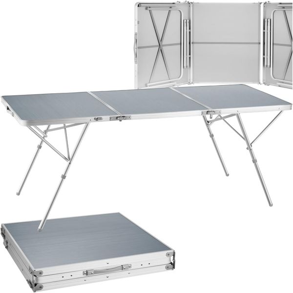 tectake® Campingtisch, Klapptisch, großer Gartentisch klappbar, wetterfest, 180 x 70 x 70,5 cm, als Terrassentisch, für Balkon, Camping, Festival, Tapeziertisch