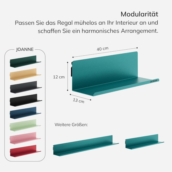 Jan Nowak Wandregal Bücherleiste Bilderleiste aus Metall Joanne 40 cm Grün Bild 3
