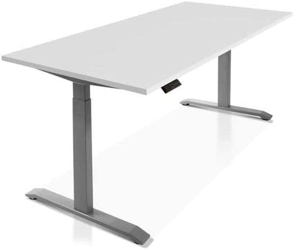 Möbel-Eins PRONTO elektrisch höhenverstellbarer Schreibtisch / Stehtisch, Material Dekorspanplatte weiss 160x80 cm