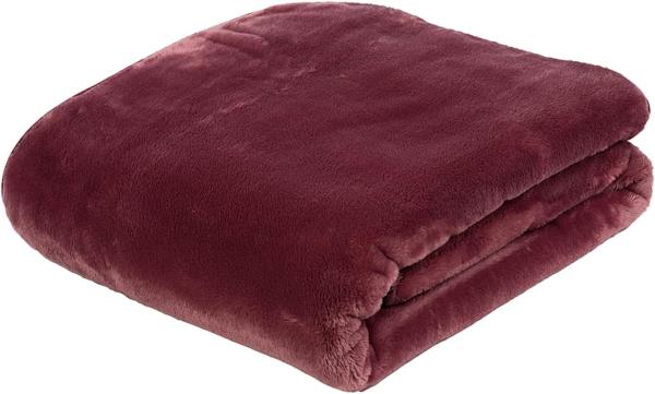 Premium Cashmere Kuscheldecke Tagesdecke Wohndecke 180 x 220 cm,Farbe:beere