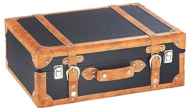 Kobolo Kiste Dekokoffer aus MDF und Kunstleder in braun schwarz